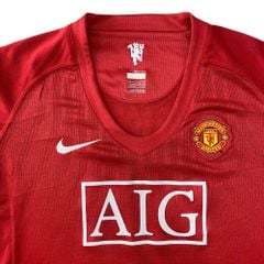 ÁO BÓNG ĐÁ MANCHESTER UNITED 2007/09 SÂN NHÀ CHÍNH HÃNG - PATCH NGOẠI HẠNG ANH + TEVEZ#32 -- 237924-666