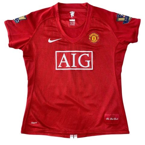 ÁO BÓNG ĐÁ MANCHESTER UNITED 2007/09 SÂN NHÀ CHÍNH HÃNG - PATCH NGOẠI HẠNG ANH + TEVEZ#32 -- 237924-666