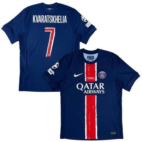 ÁO BÓNG ĐÁ PSG 2024/25 SÂN NHÀ CHÍNH HÃNG PLAYER - NAMESET KVARATSKHELIA #7 - PATCH UCL - FINAL DETAILS UCL - FN8774-411