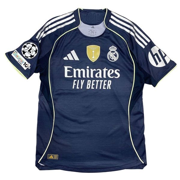 ÁO BÓNG ĐÁ REAL MADRID 2025/26 SÂN KHÁCH PLAYER CHÍNH HÃNG - NAMESET BELLINGHAM #5 - PATCH C1 - KHIÊN VÔ ĐỊCH FIFA INTERCONTINENTAL 2024  - JV5920