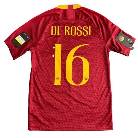 ÁO BÓNG ĐÁ AS ROMA 2018/19 SÂN NHÀ CHÍNH HÃNG FAN 919020-677 - NAME PATCH SERIA A DE ROSSI SIZE S (UK)