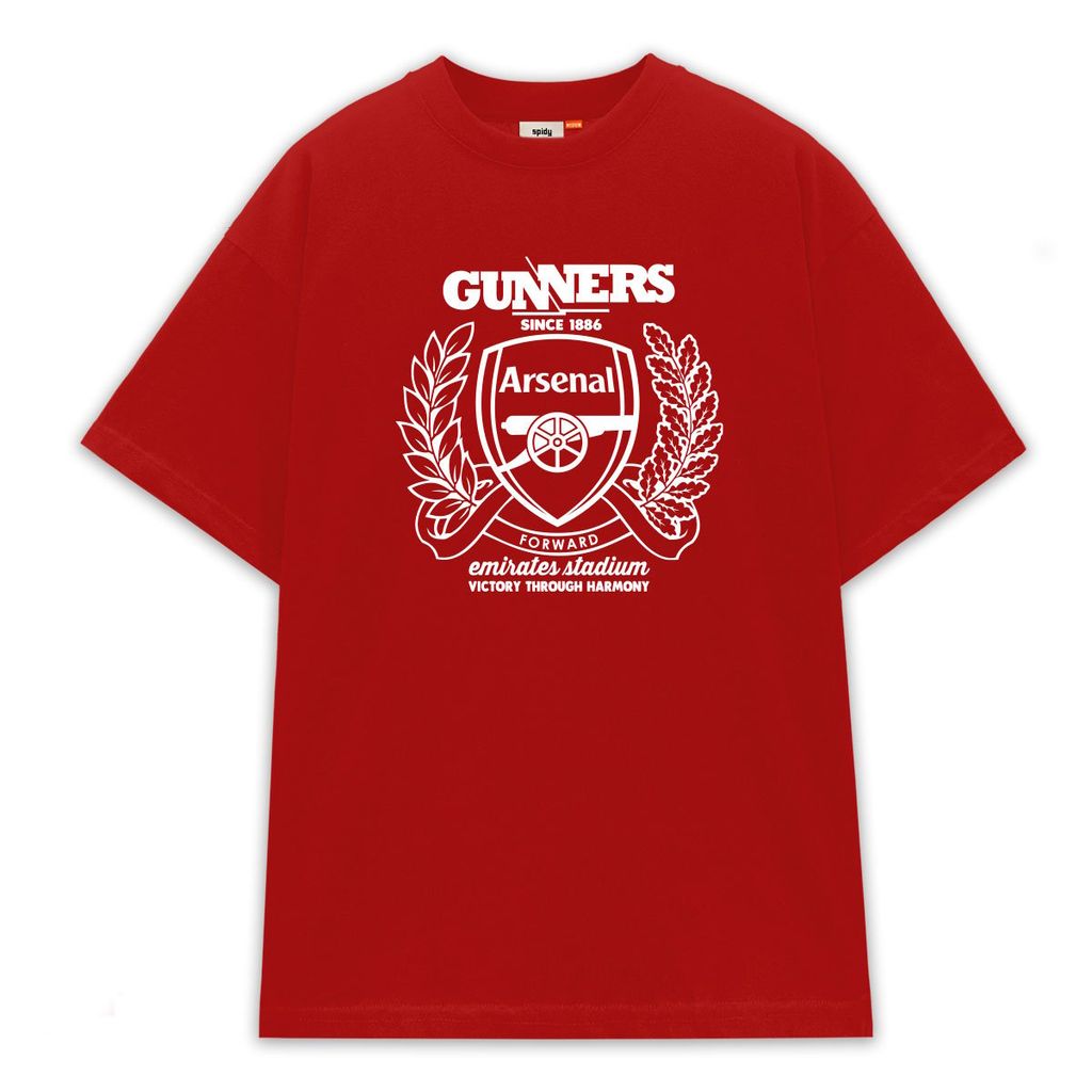 Áo Thun SPIDY Arsenal ATASN15 Form Rộng Unisex – Big Logo Gunners | Áo Fan Pháo Thủ
