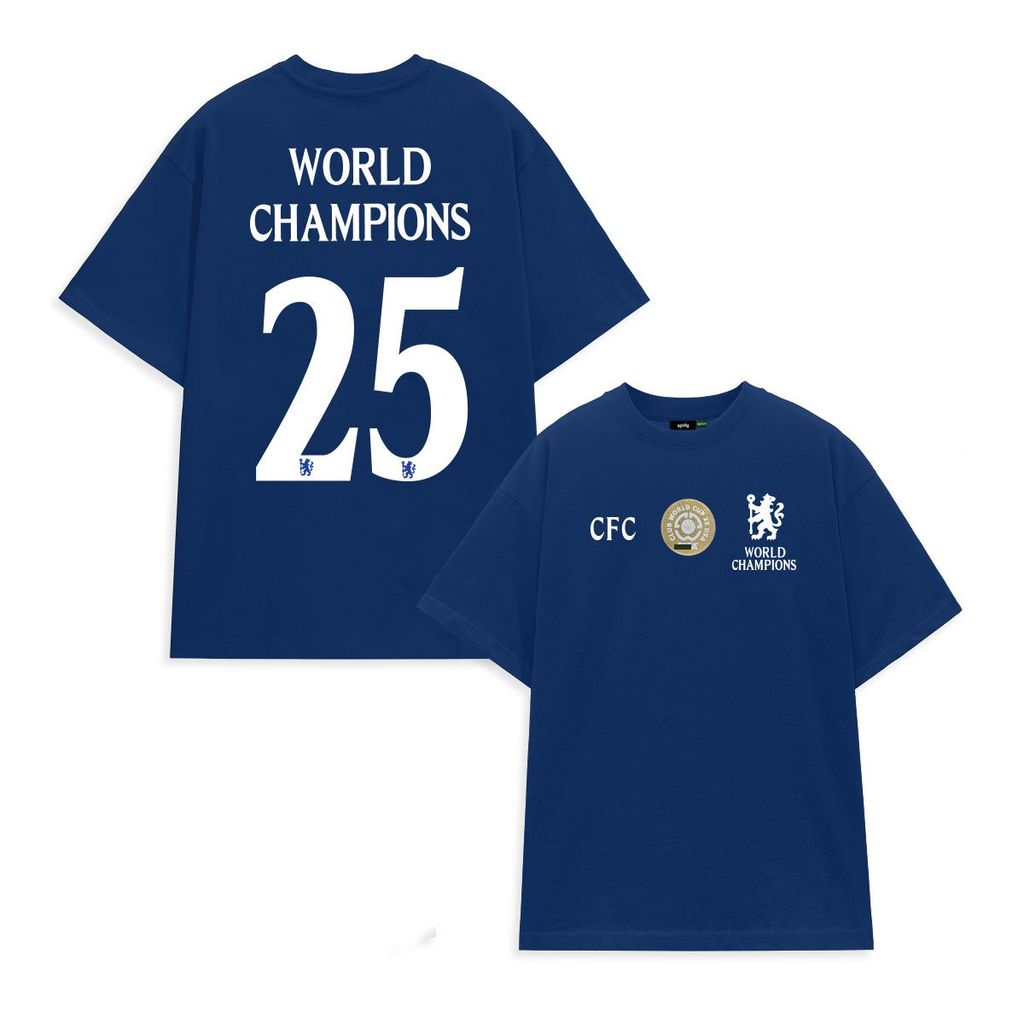 ÁO THUN CHELSEA WORLD CHAMPIONS 25 MÀU XANH