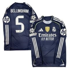 ÁO BÓNG ĐÁ REAL MADRID TAY DÀI 2025/26 SÂN KHÁCH PLAYER CHÍNH HÃNG - NAMESET BELLINGHAM #5 - PATCH C1 - KHIÊN VÔ ĐỊCH FIFA INTERCONTINENTAL 2024  - JV5924