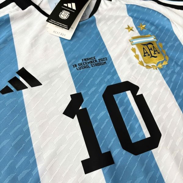 ÁO BÓNG ĐÁ ARGENTINA 2022 SÂN NHÀ CHÍNH HÃNG BẢN PLAYER MESSI #10, FULL PATCH + FINAL MATCH DETAIL WORLD CUP 2022 - HF2157