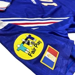 ÁO BÓNG ĐÁ ĐỘI TUYỂN PHÁP 1996/97 CHÍNH HÃNG SÂN NHÀ PLAYER-- NAMESET ZIDANE #10 + PATCH EURO 1996