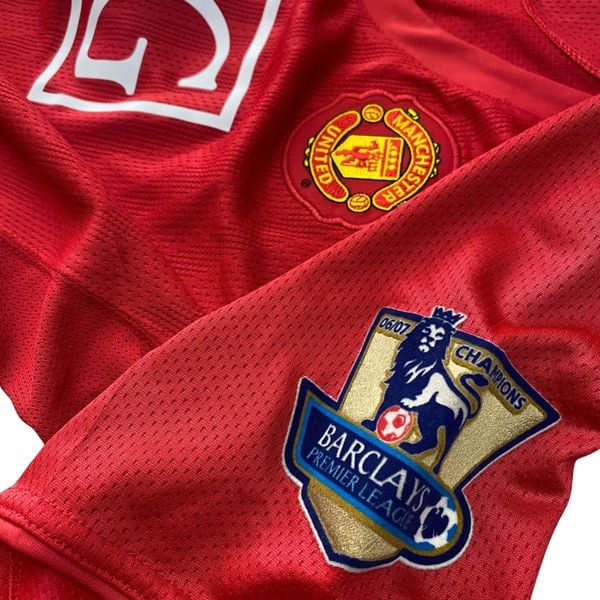 ÁO BÓNG ĐÁ MANCHESTER UNITED 2007/09 SÂN NHÀ CHÍNH HÃNG - PATCH NGOẠI HẠNG ANH + TEVEZ#32 -- 237924-666