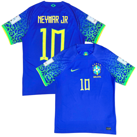 ÁO BÓNG ĐÁ BRAZIL SÂN KHÁCH WC2022 CHÍNH HÃNG FAN  - NAMESET NEYMAR JR #10 - PATCH WC2022 - DN0678-433