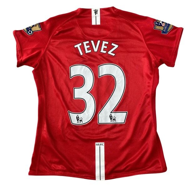 ÁO BÓNG ĐÁ MANCHESTER UNITED 2007/09 SÂN NHÀ CHÍNH HÃNG - PATCH NGOẠI HẠNG ANH + TEVEZ#32 -- 237924-666