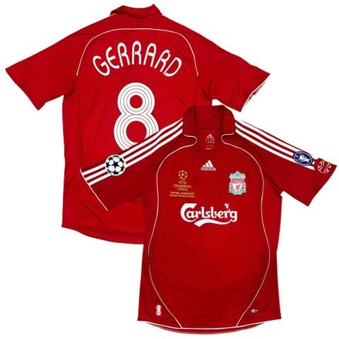 ÁO BÓNG ĐÁ LIVERPOOL 2006/07 SÂN NHÀ CHÍNH HÃNG - NAMESET GERRARD #8 - PATCH UCL - FINAL DETAIL - 053327