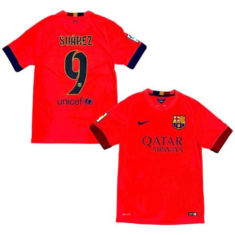 ÁO BÓNG ĐÁ BARCELONA 2014/15 CHÍNH HÃNG SÂN KHÁCH PLAYER - NAME PATCH LFP SUÁREZ