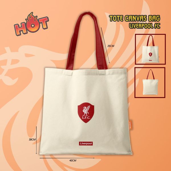 TÚI TOTE CANVAS LIVERPOOL FC MÀU KEM- SPIDY TTLV01