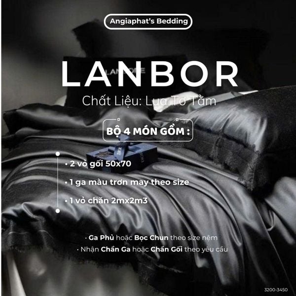  Set Chăn Ga Lụa Tơ Tằm Water Gloss LANBOR - Màu 1 