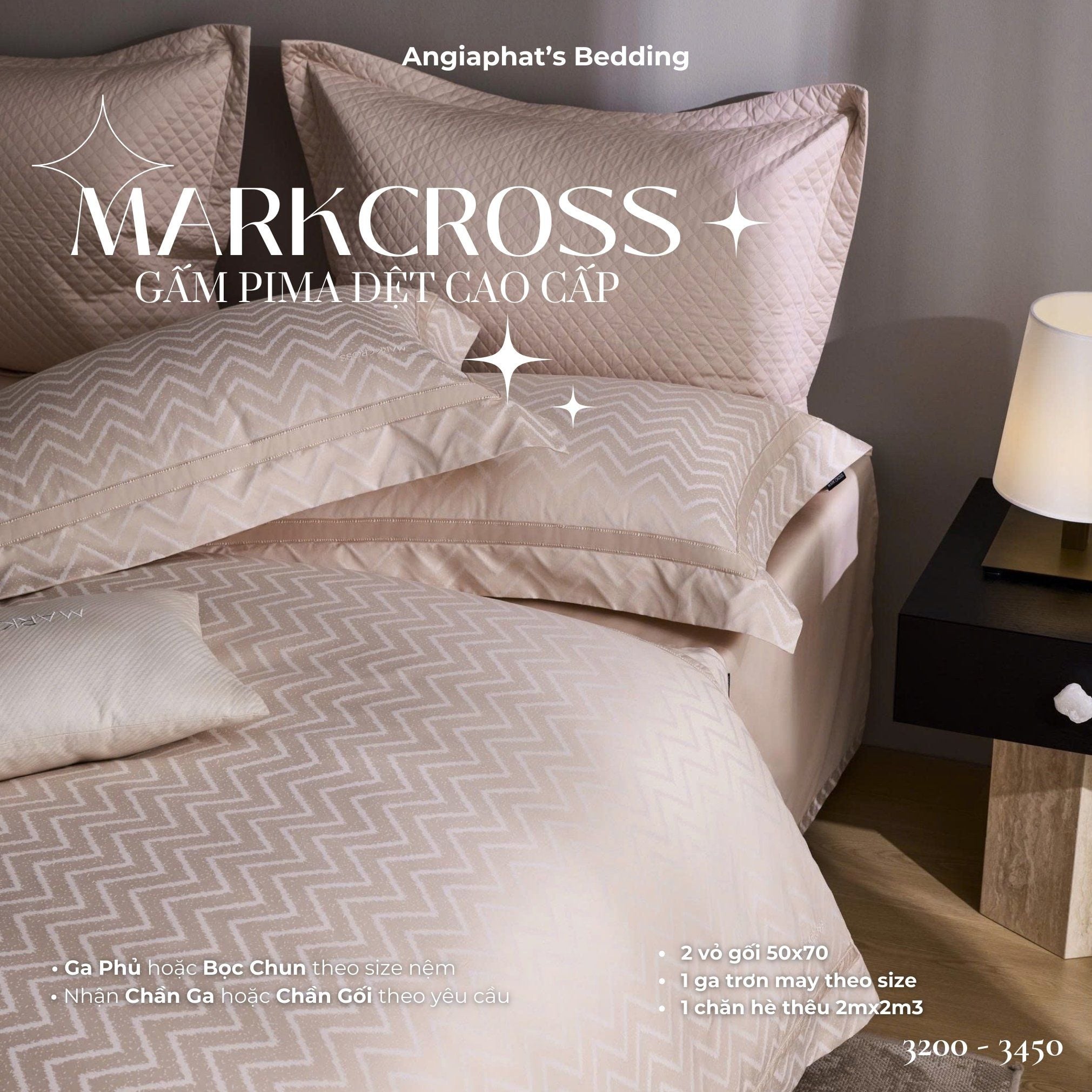  Set Chăn Ga Markcross - Gấm Pima 2 