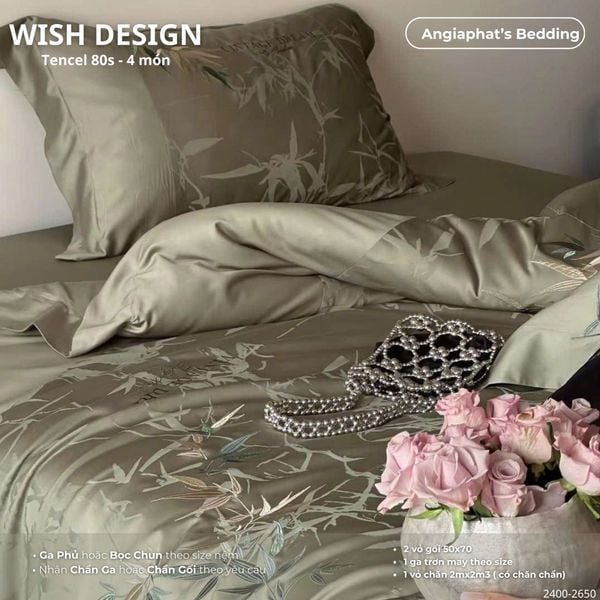  Set Chăn Ga Tencel 80S - Wish Design - Màu 2 