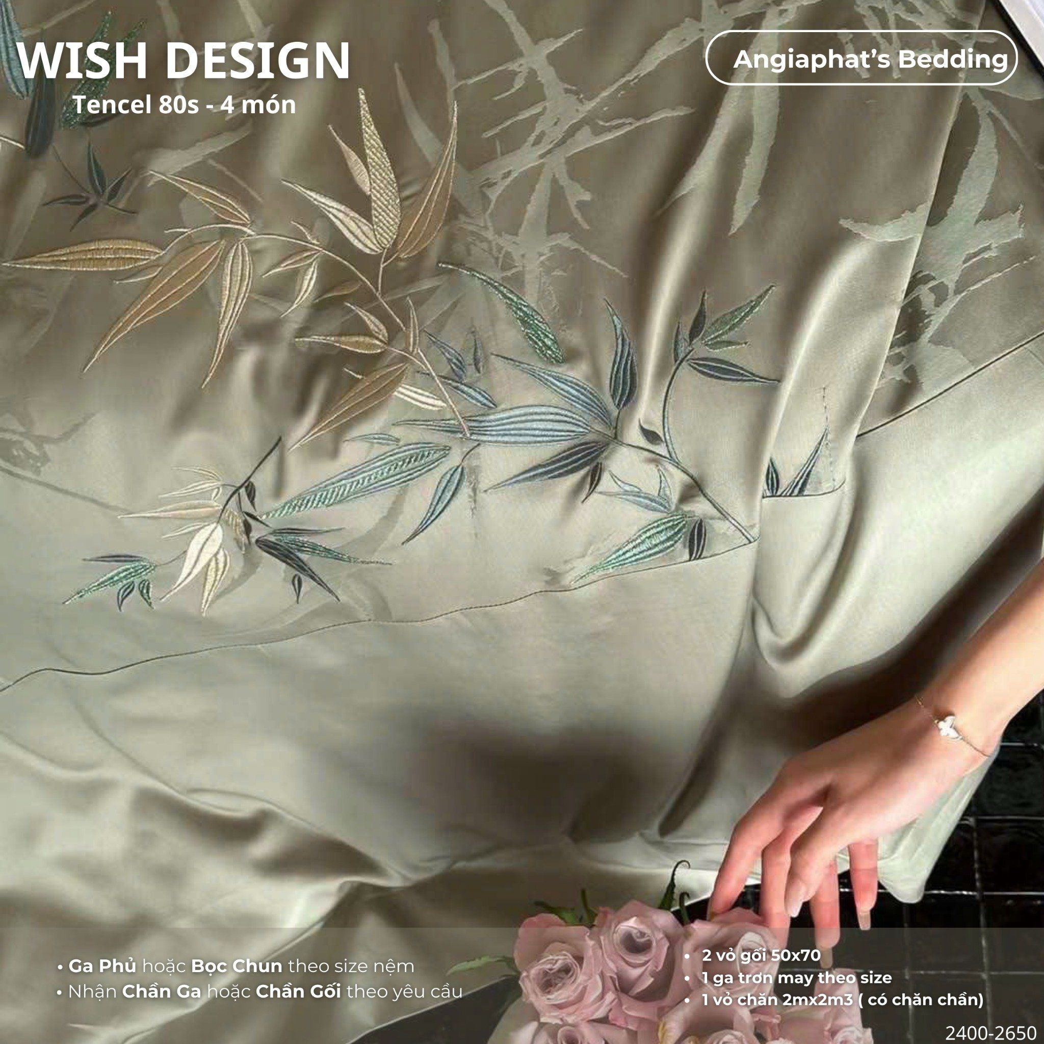  Set Chăn Ga Tencel 80S - Wish Design - Màu 2 
