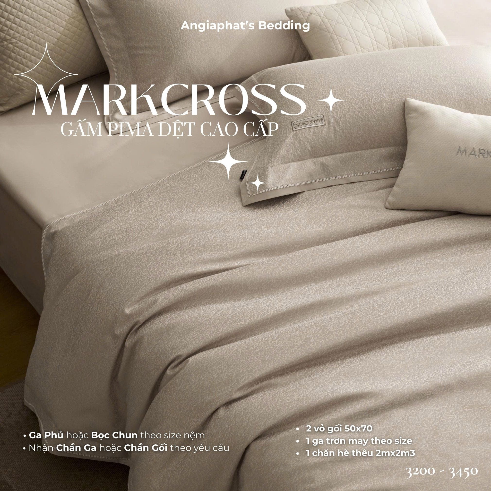  Set Chăn Ga Markcross - Gấm Pima 3 