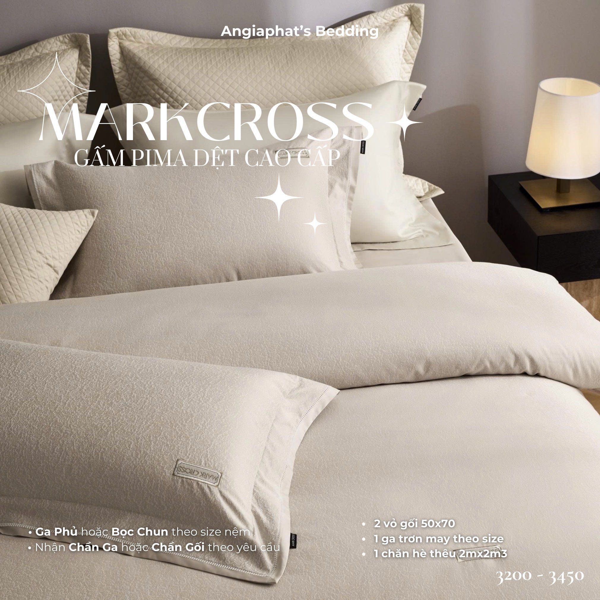 Set Chăn Ga Markcross - Gấm Pima 3 