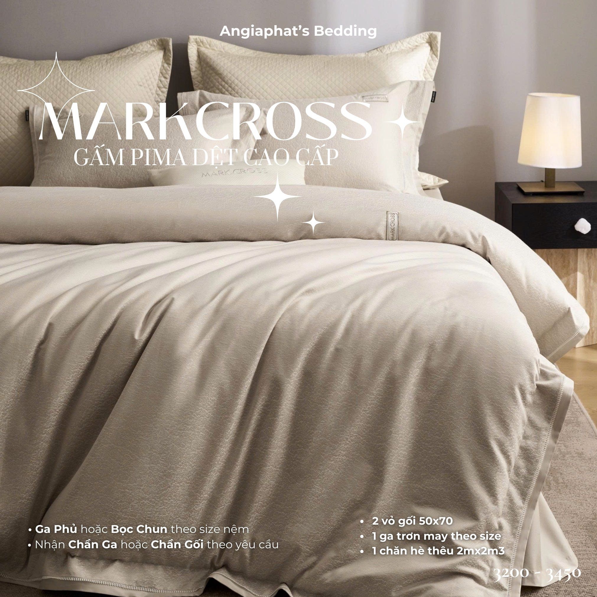  Set Chăn Ga Markcross - Gấm Pima 3 