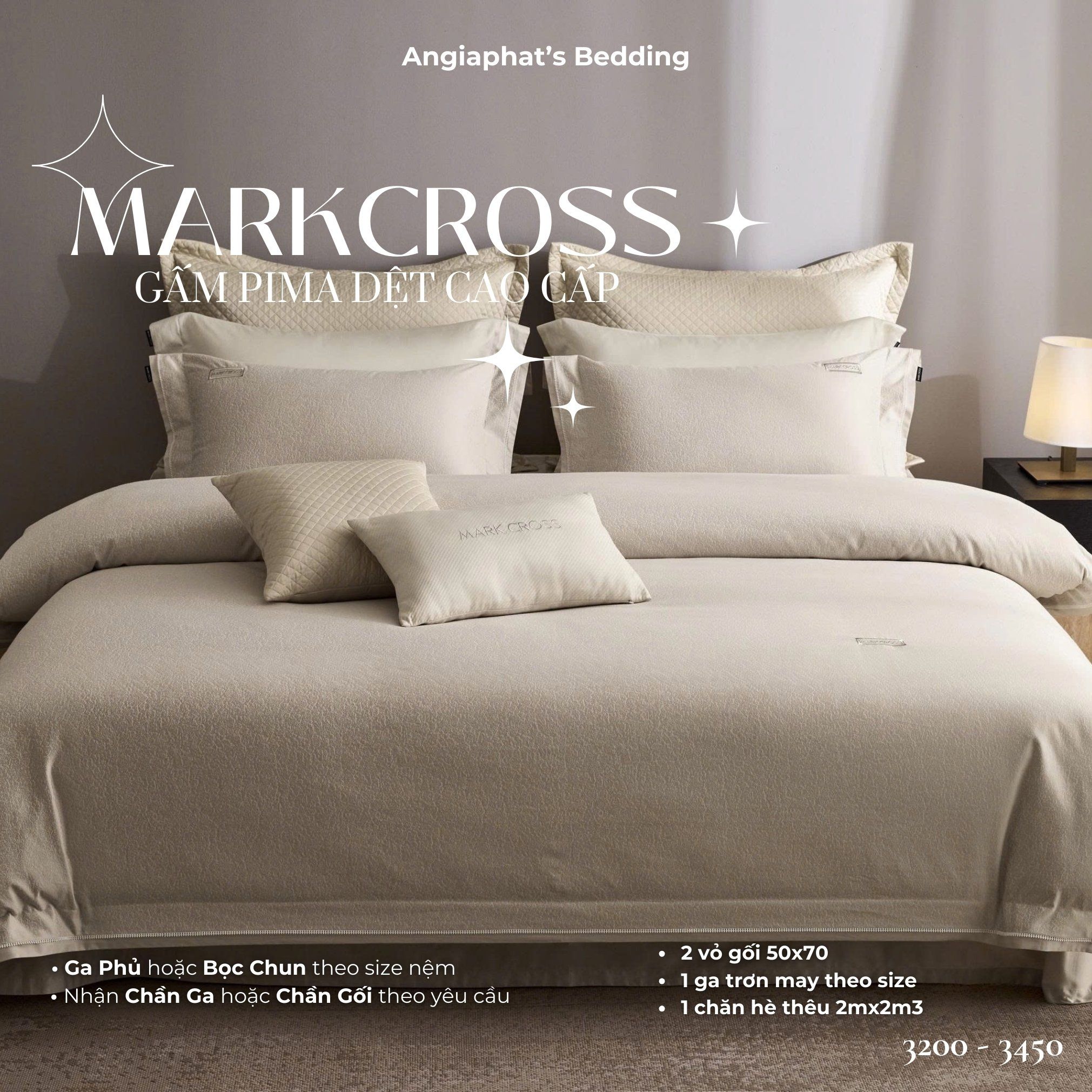  Set Chăn Ga Markcross - Gấm Pima 3 