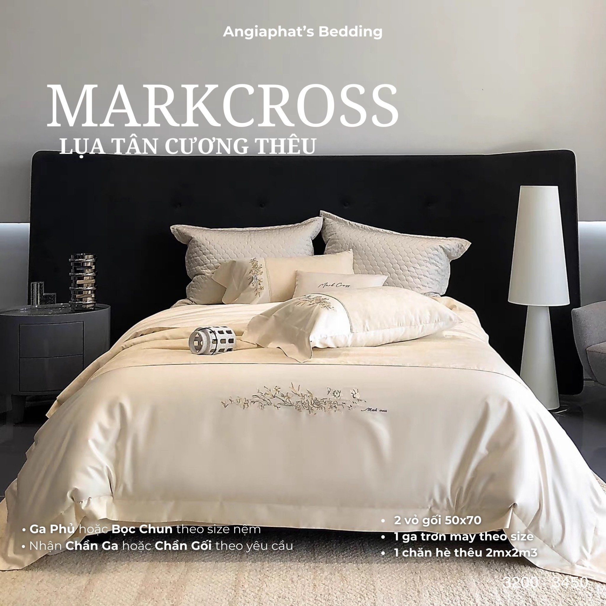  Set Chăn Ga Markcross - Lụa Pima Tân Cương 2 