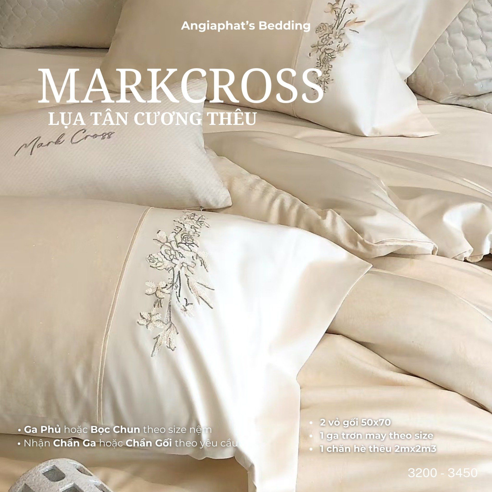  Set Chăn Ga Markcross - Lụa Pima Tân Cương 2 