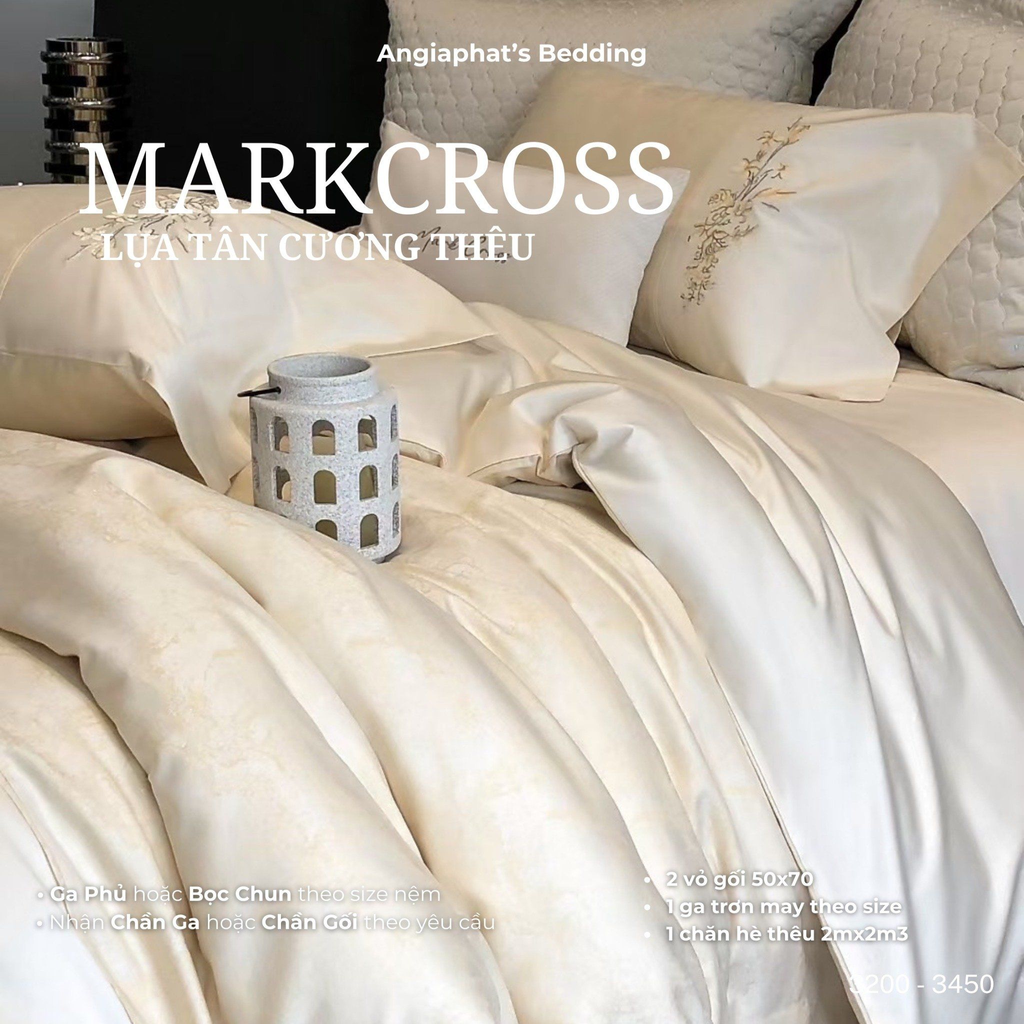  Set Chăn Ga Markcross - Lụa Pima Tân Cương 2 