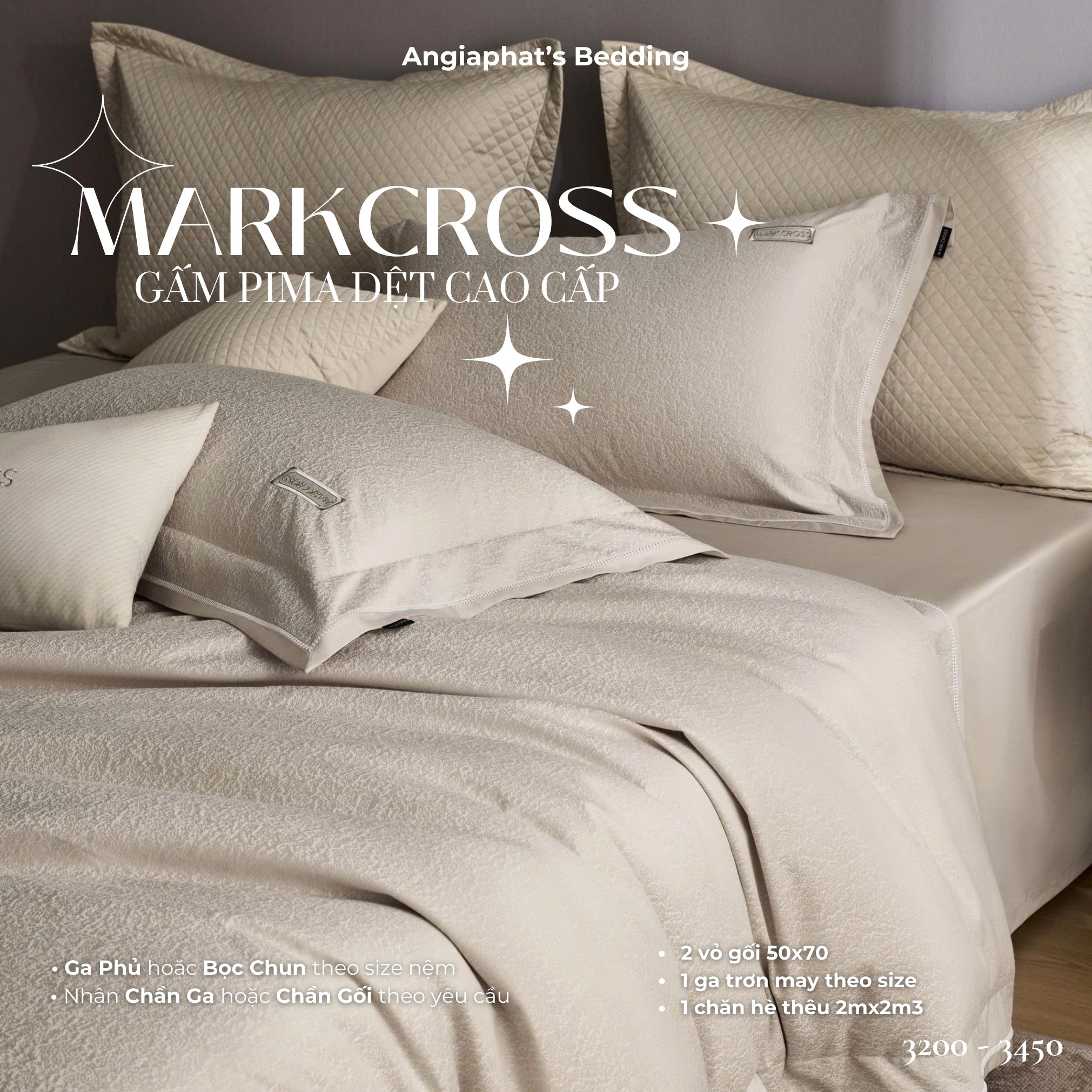  Set Chăn Ga Markcross - Gấm Pima 3 