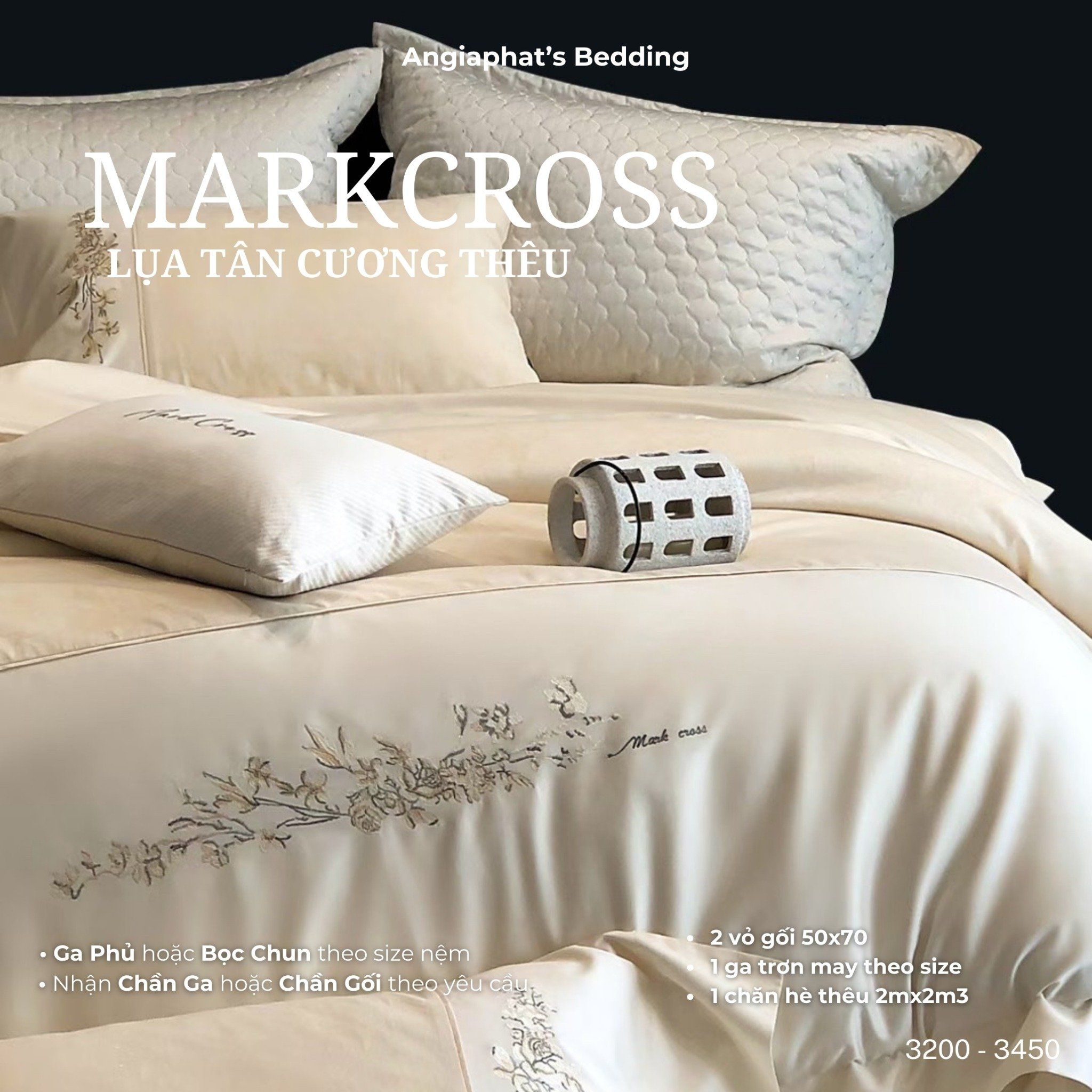  Set Chăn Ga Markcross - Lụa Pima Tân Cương 2 