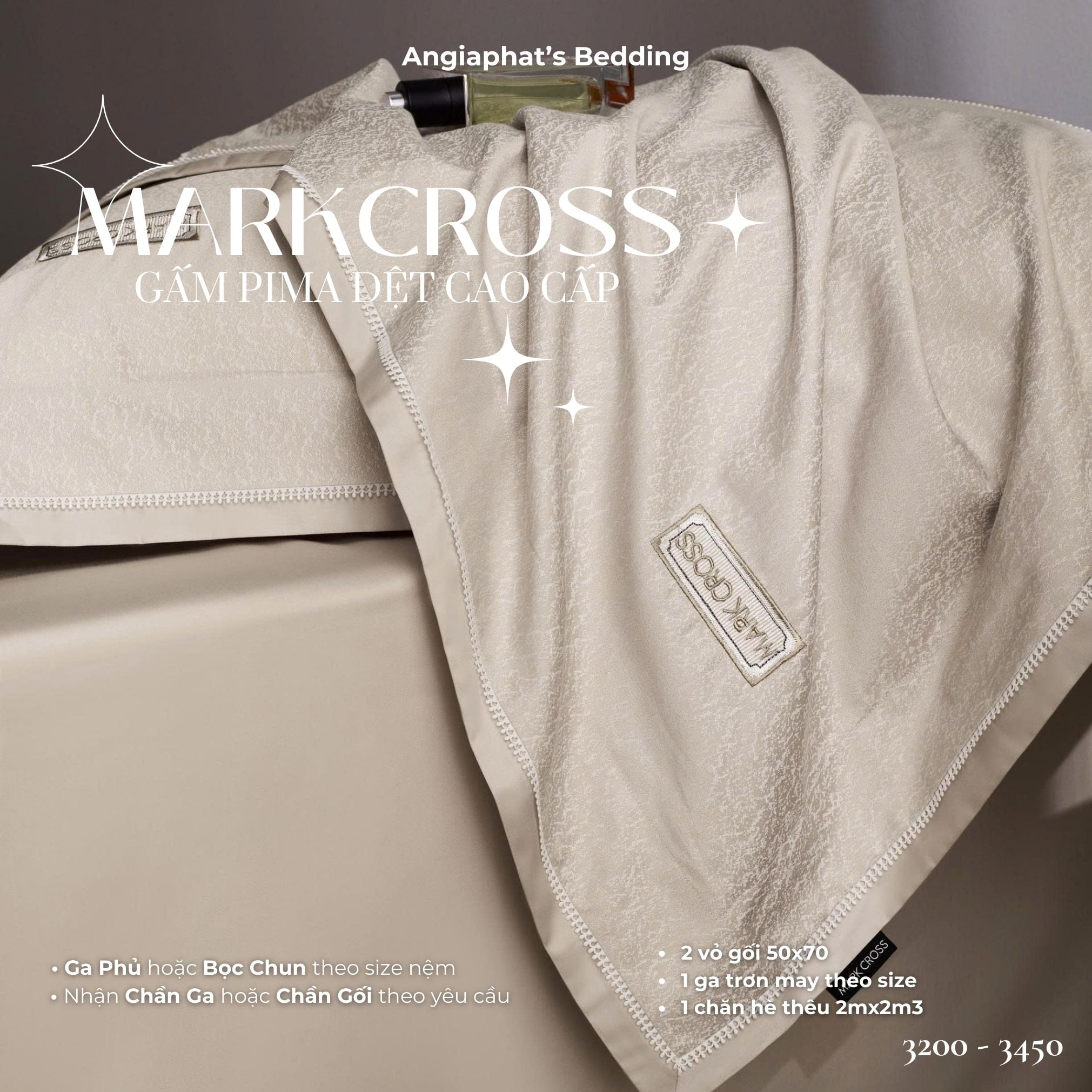  Set Chăn Ga Markcross - Gấm Pima 3 