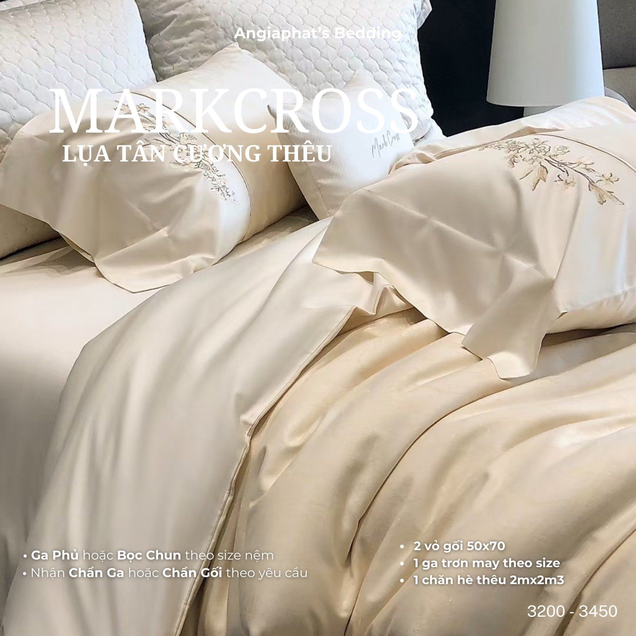  Set Chăn Ga Markcross - Lụa Pima Tân Cương 2 