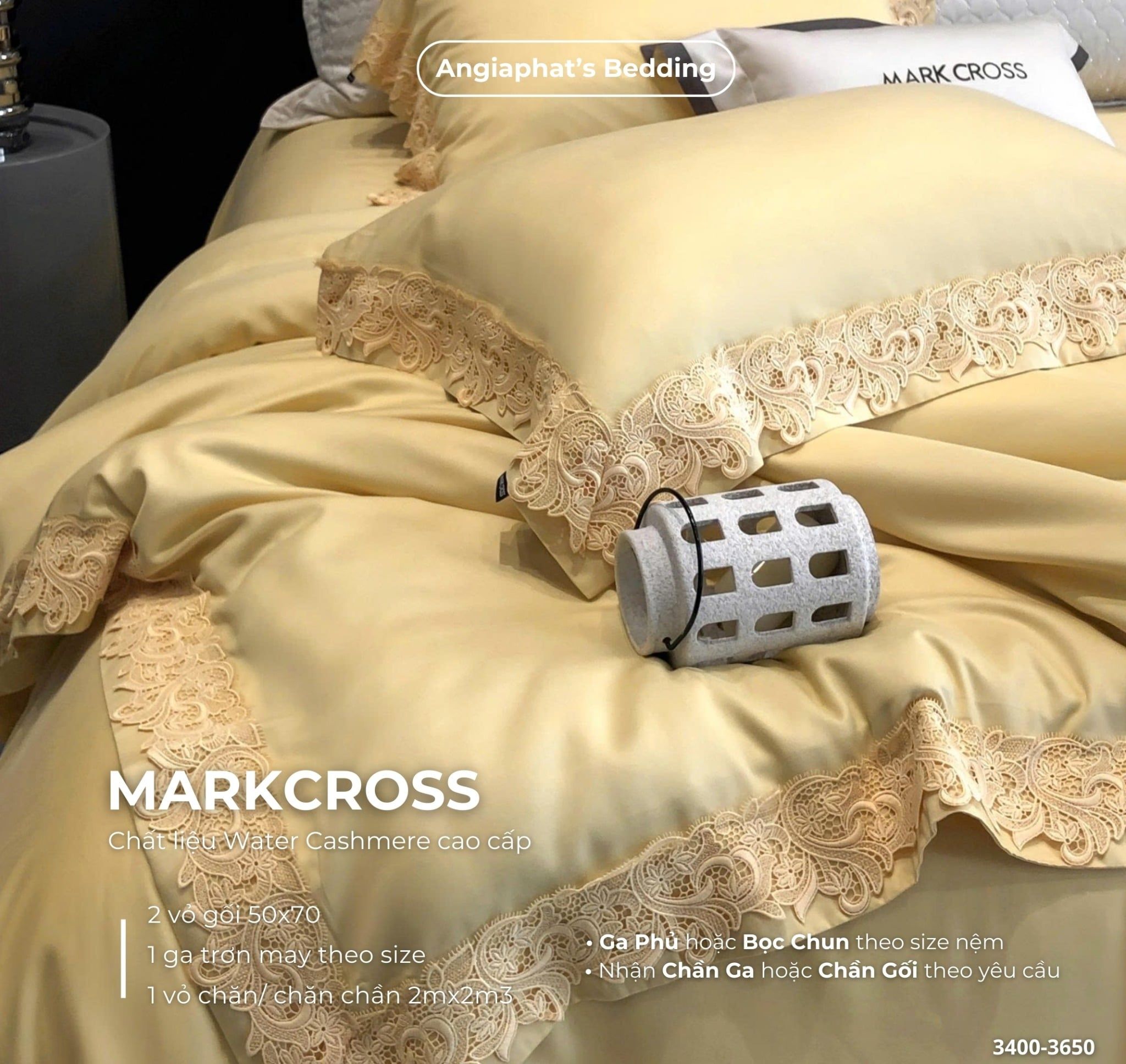  Set Chăn Ga Markcross - Lụa WATER CASHMERE 2 