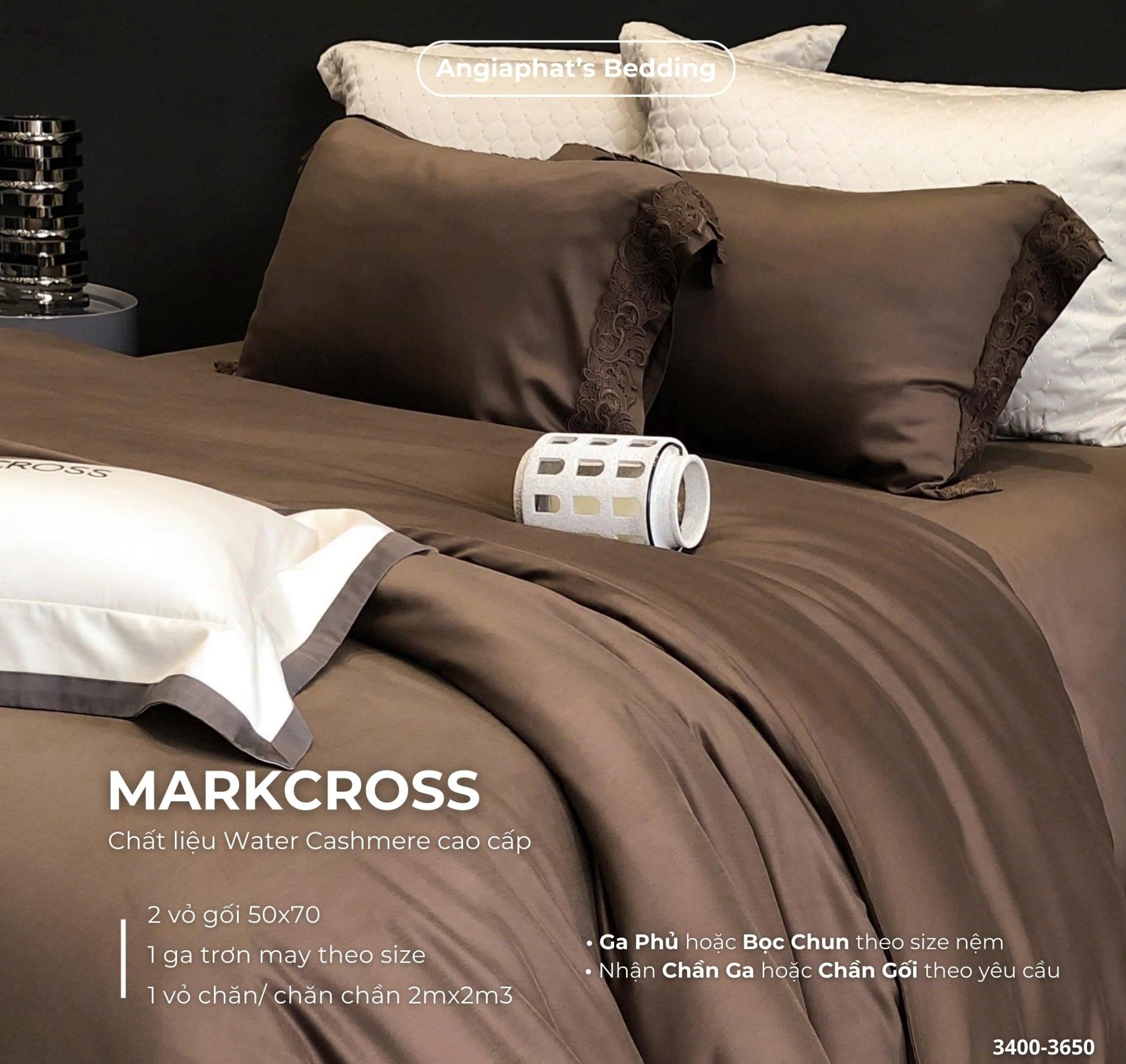  Set Chăn Ga Markcross - Lụa WATER CASHMERE 3 