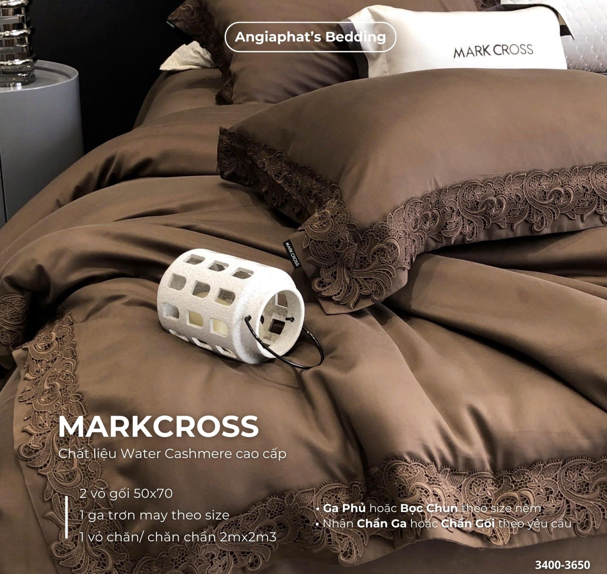  Set Chăn Ga Markcross - Lụa WATER CASHMERE 3 