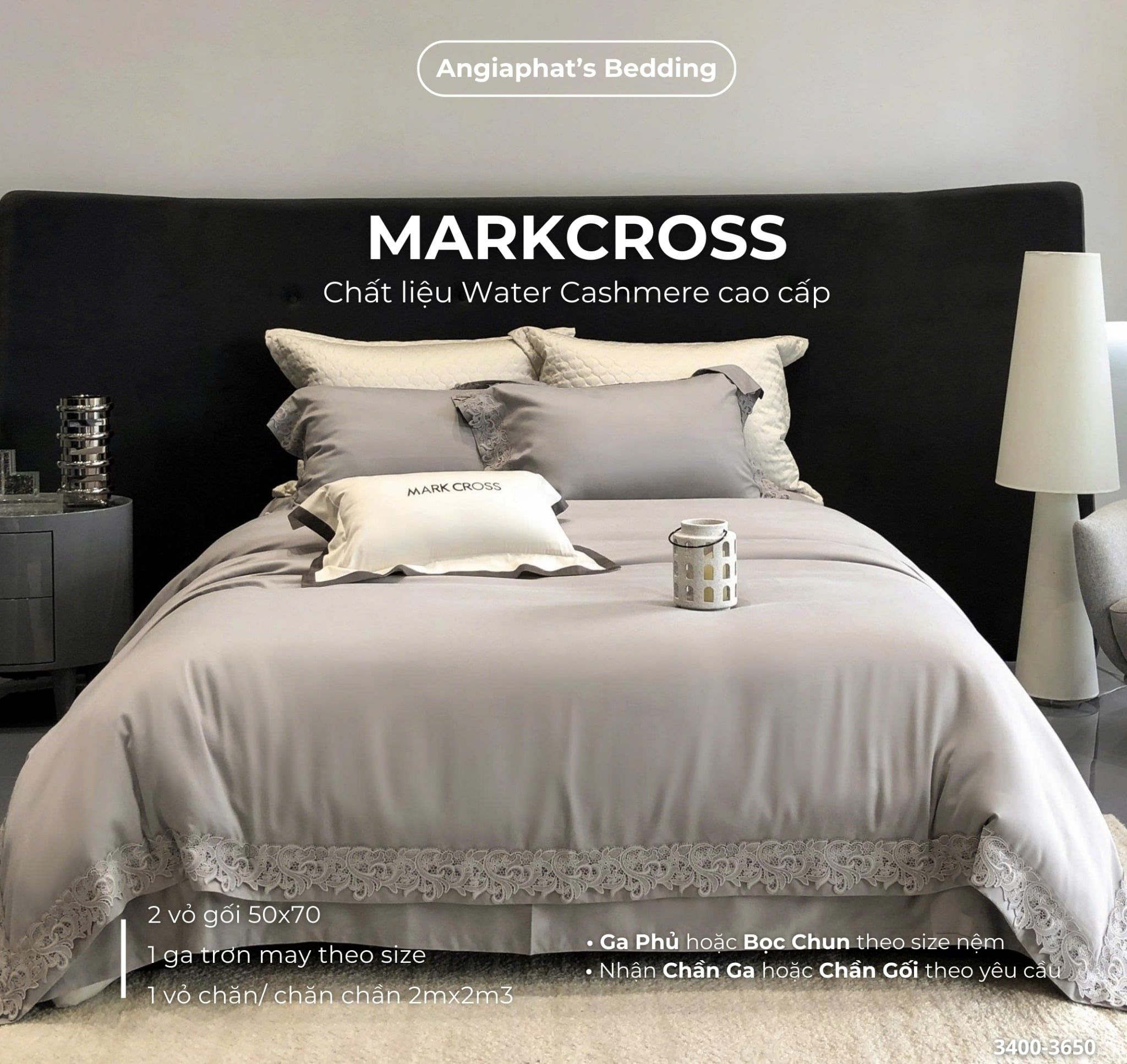  Set Chăn Ga Markcross - Lụa WATER CASHMERE 4 