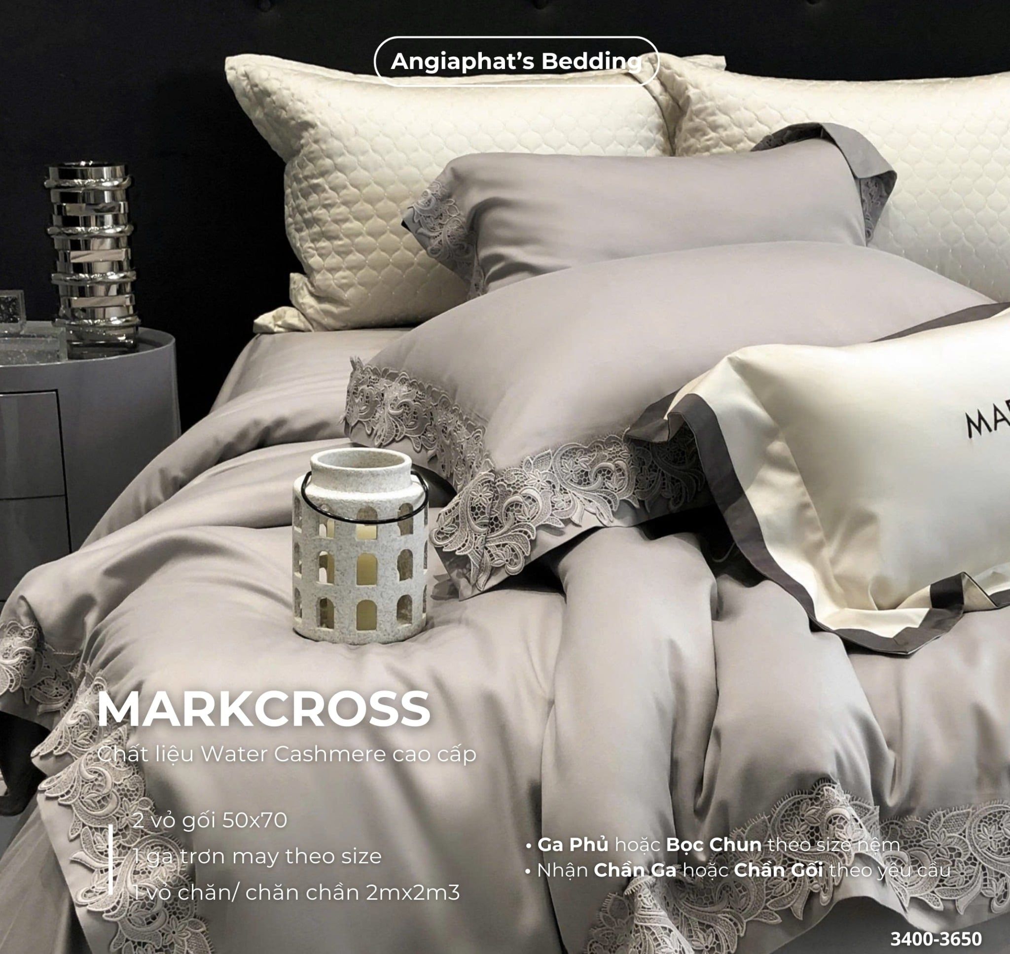  Set Chăn Ga Markcross - Lụa WATER CASHMERE 4 