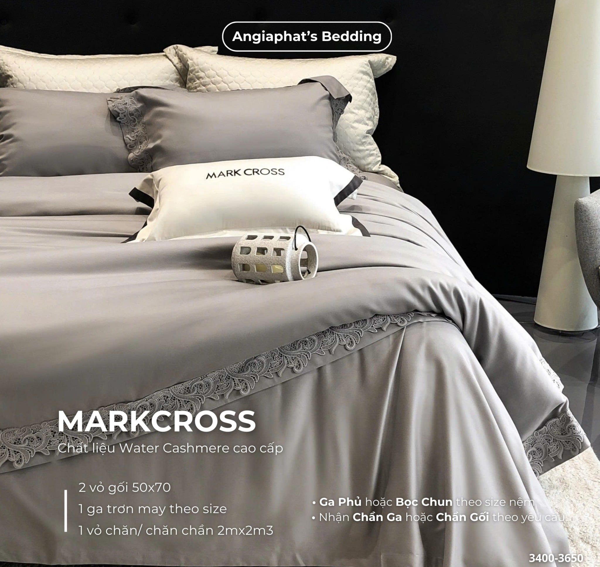  Set Chăn Ga Markcross - Lụa WATER CASHMERE 4 