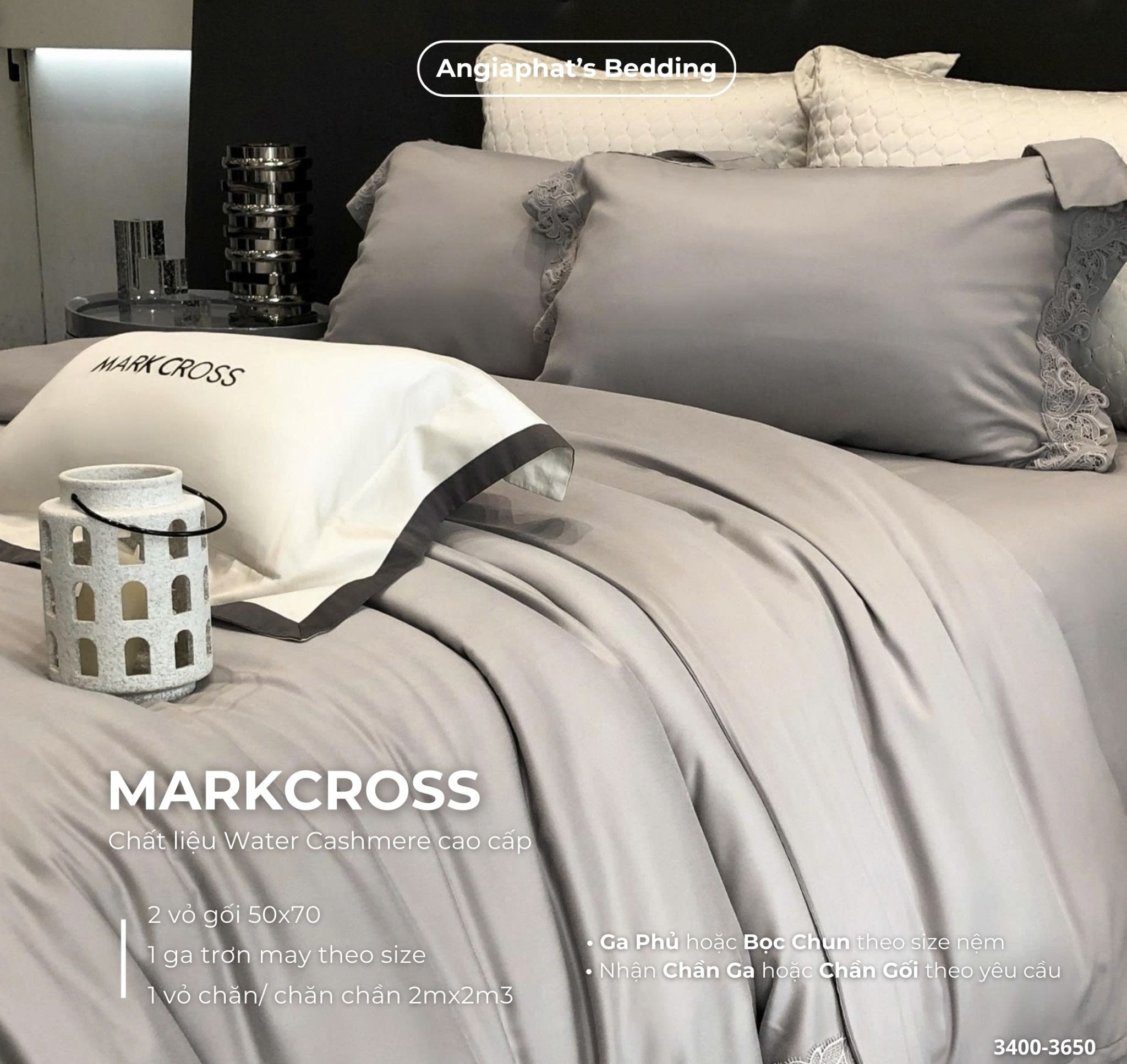  Set Chăn Ga Markcross - Lụa WATER CASHMERE 4 