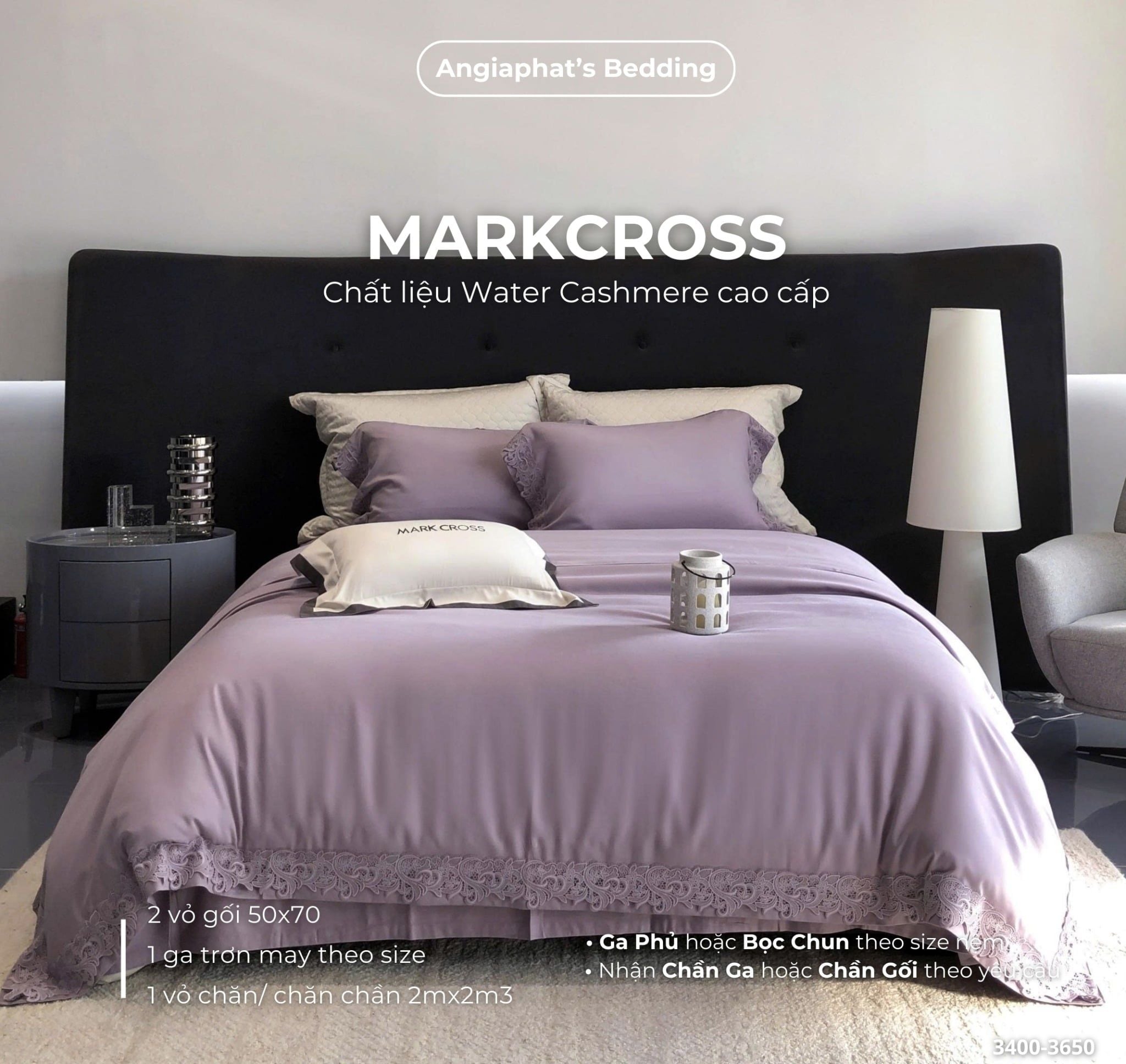  Set Chăn Ga Markcross - Lụa WATER CASHMERE 5 