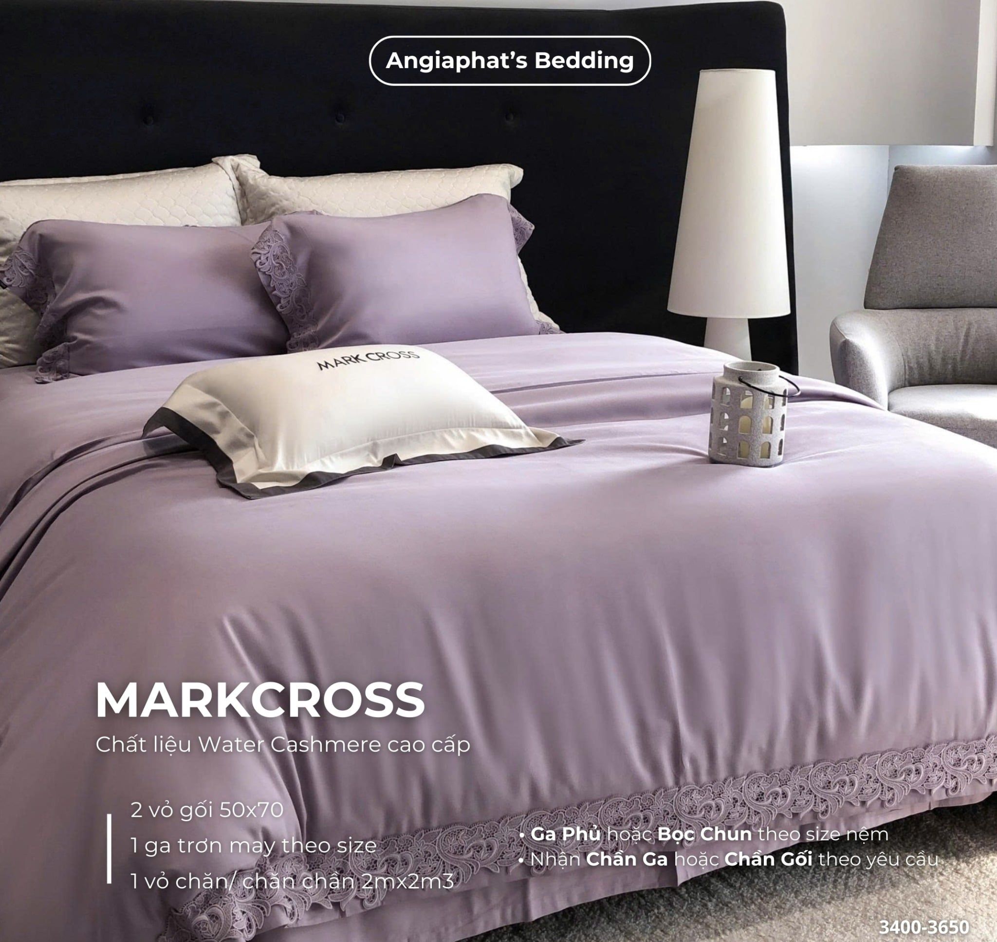  Set Chăn Ga Markcross - Lụa WATER CASHMERE 5 