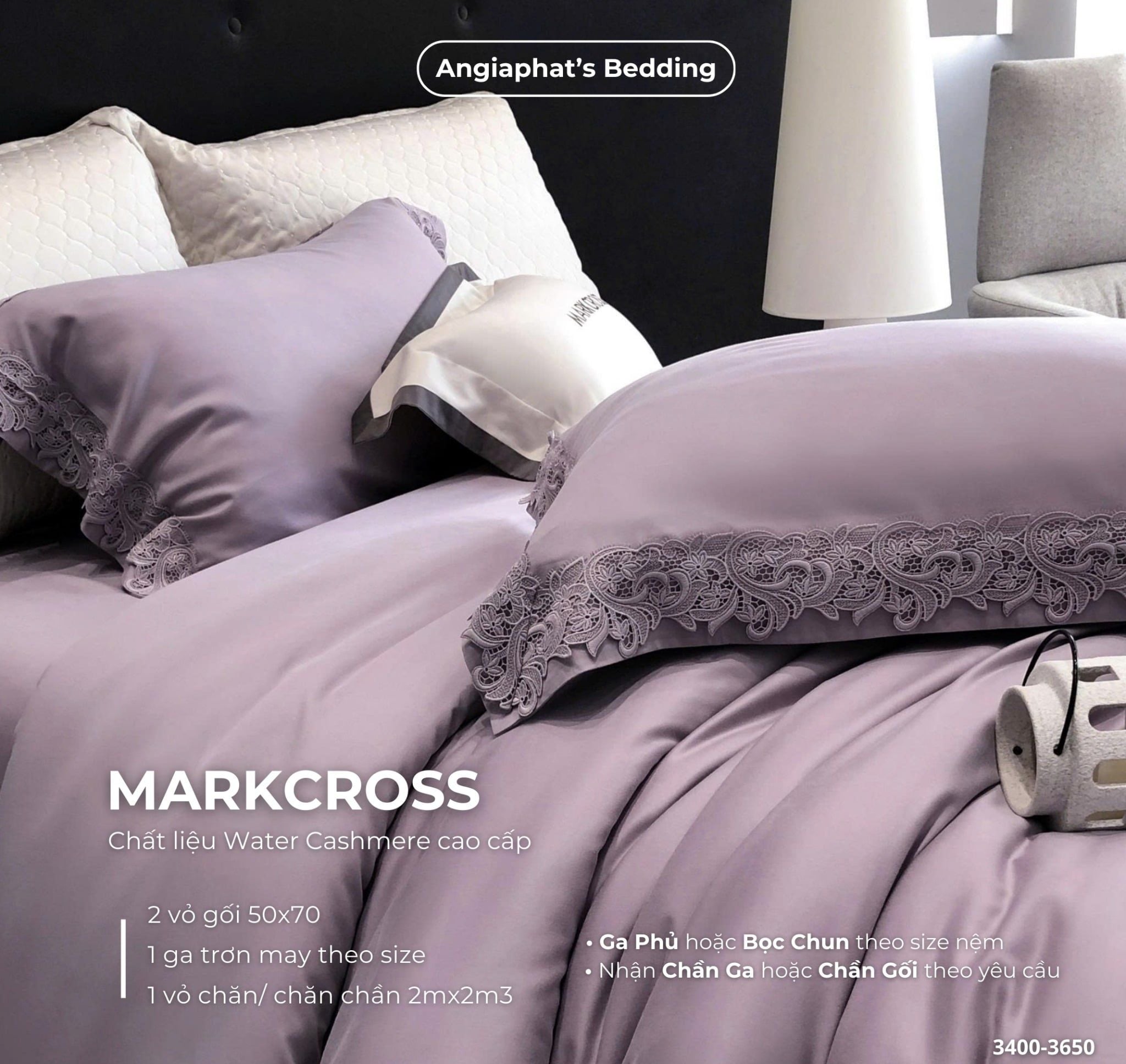  Set Chăn Ga Markcross - Lụa WATER CASHMERE 5 