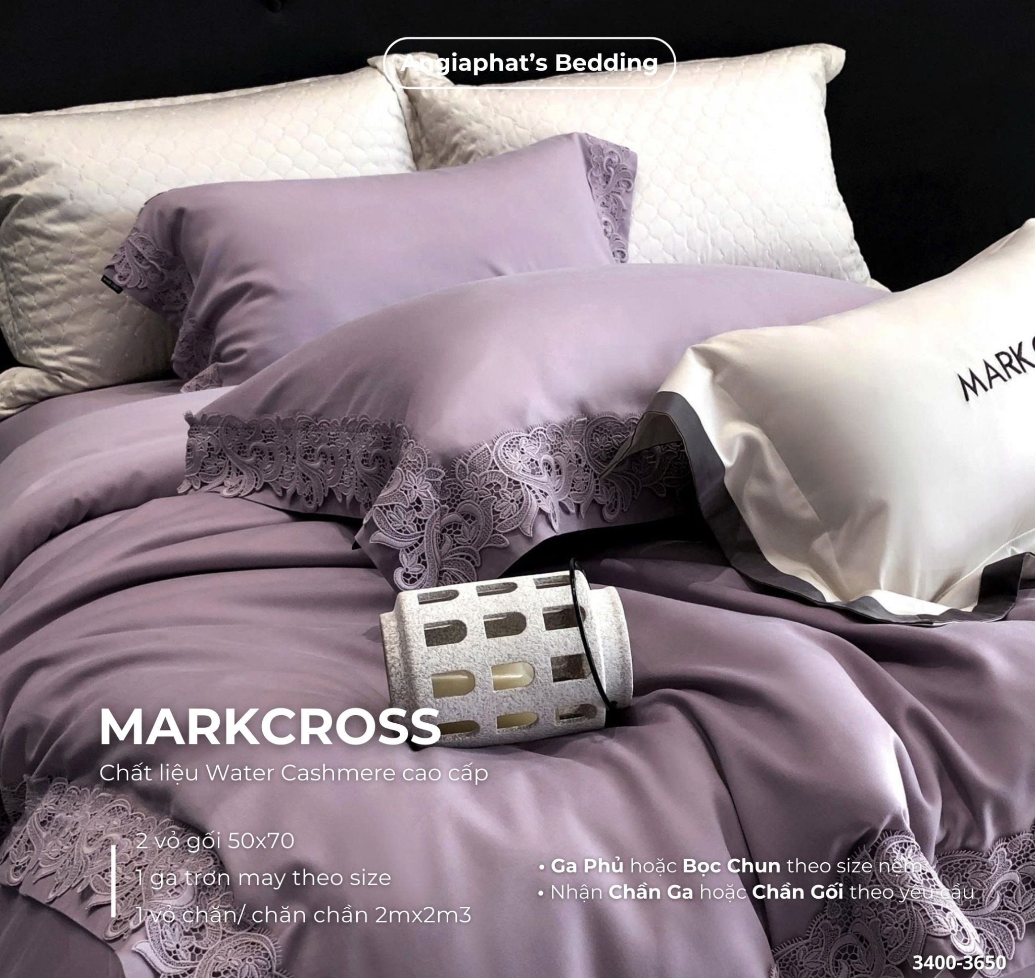  Set Chăn Ga Markcross - Lụa WATER CASHMERE 5 