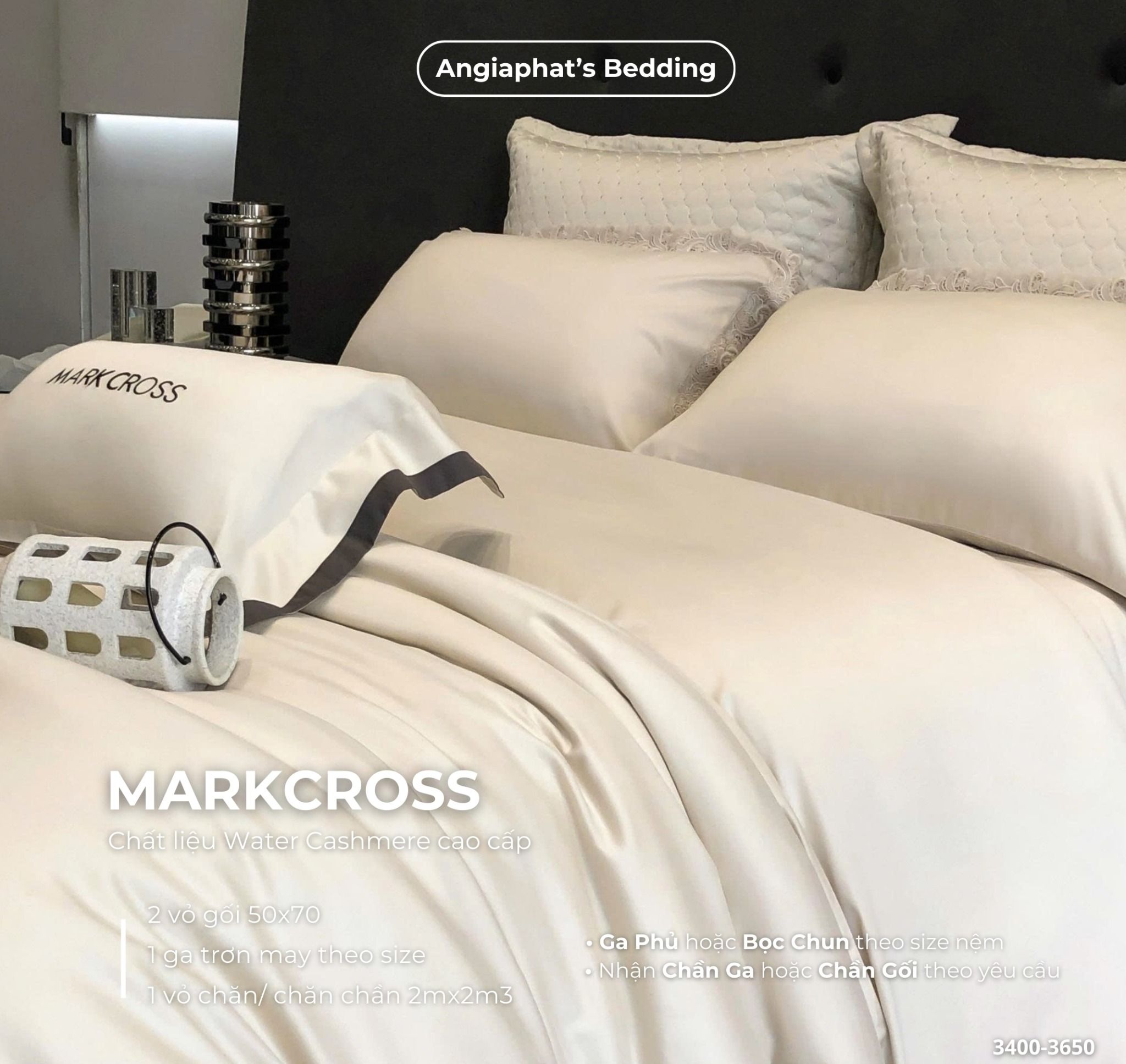  Set Chăn Ga Markcross - Lụa WATER CASHMERE 1 