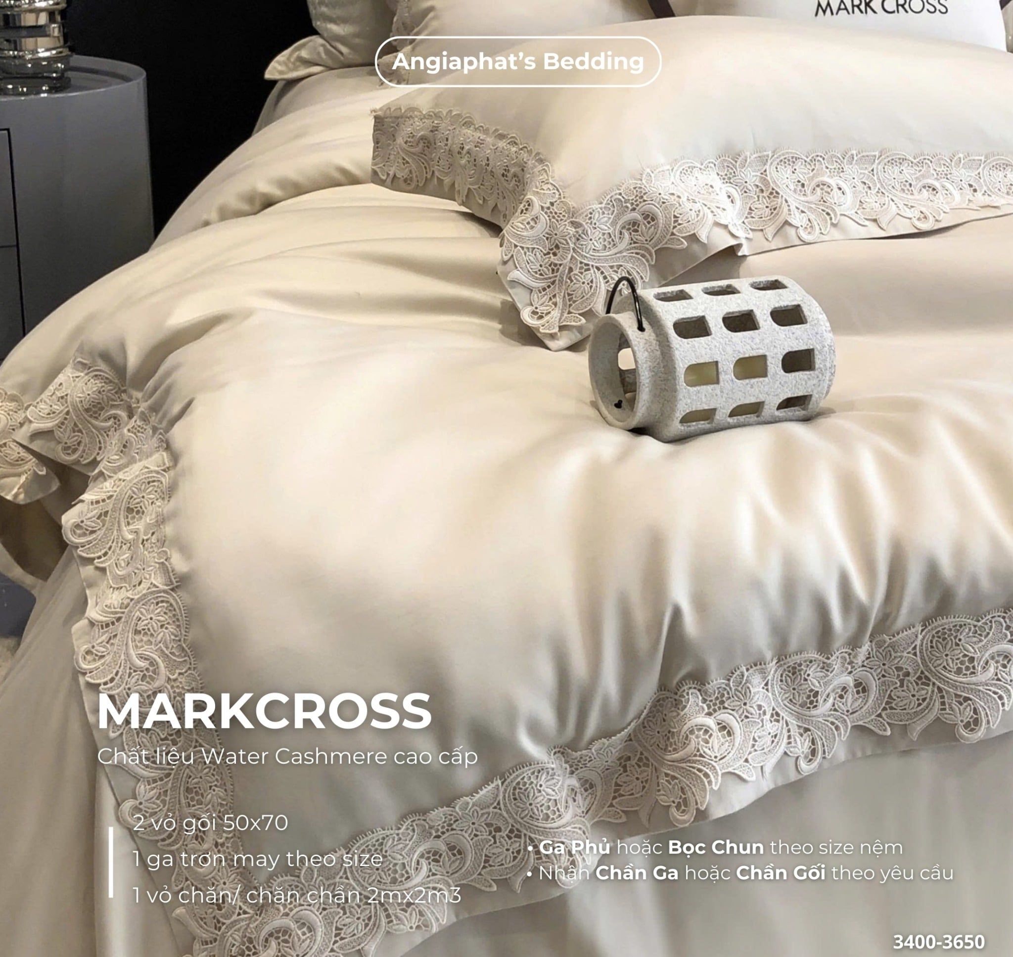  Set Chăn Ga Markcross - Lụa WATER CASHMERE 1 