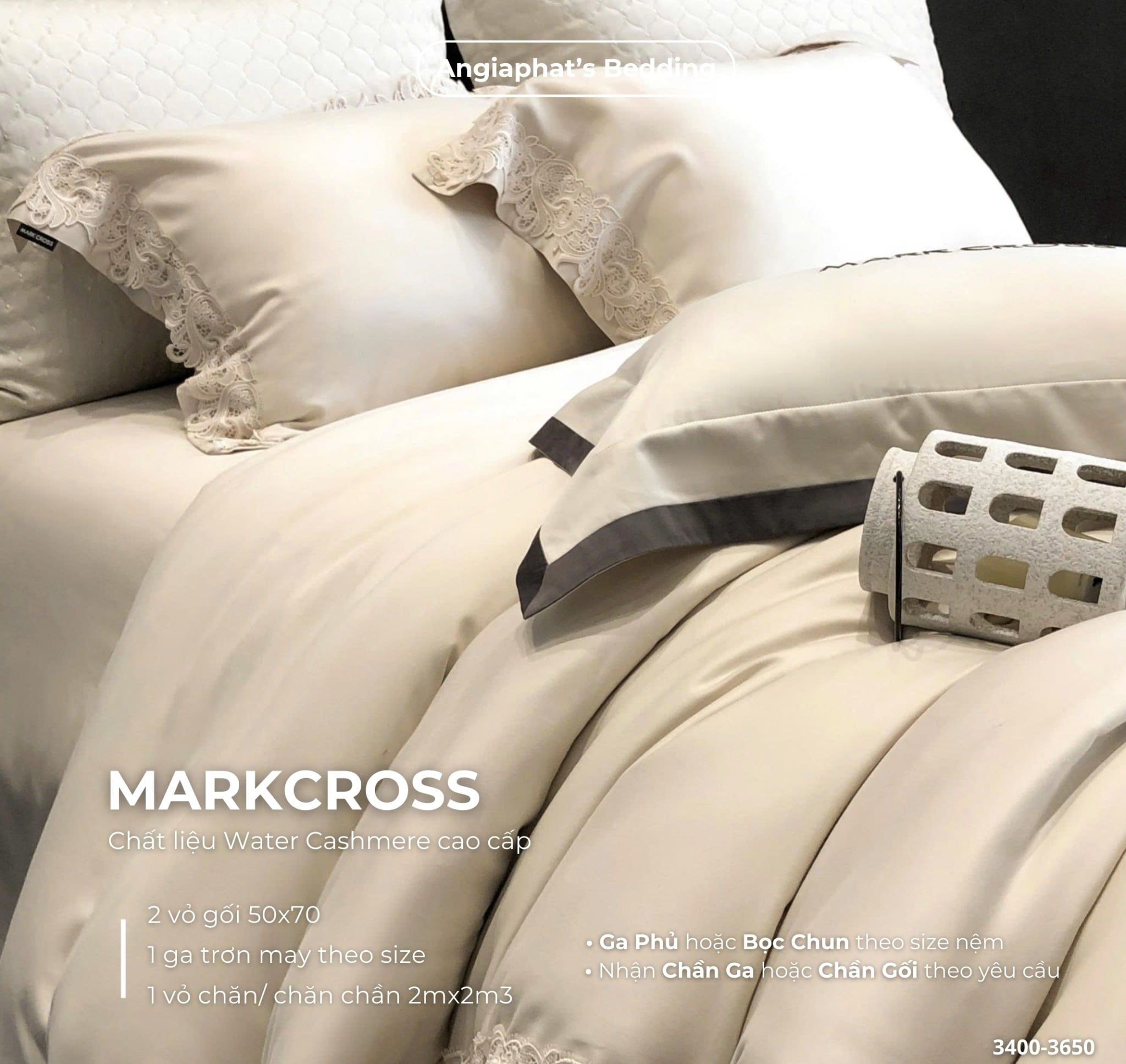  Set Chăn Ga Markcross - Lụa WATER CASHMERE 1 
