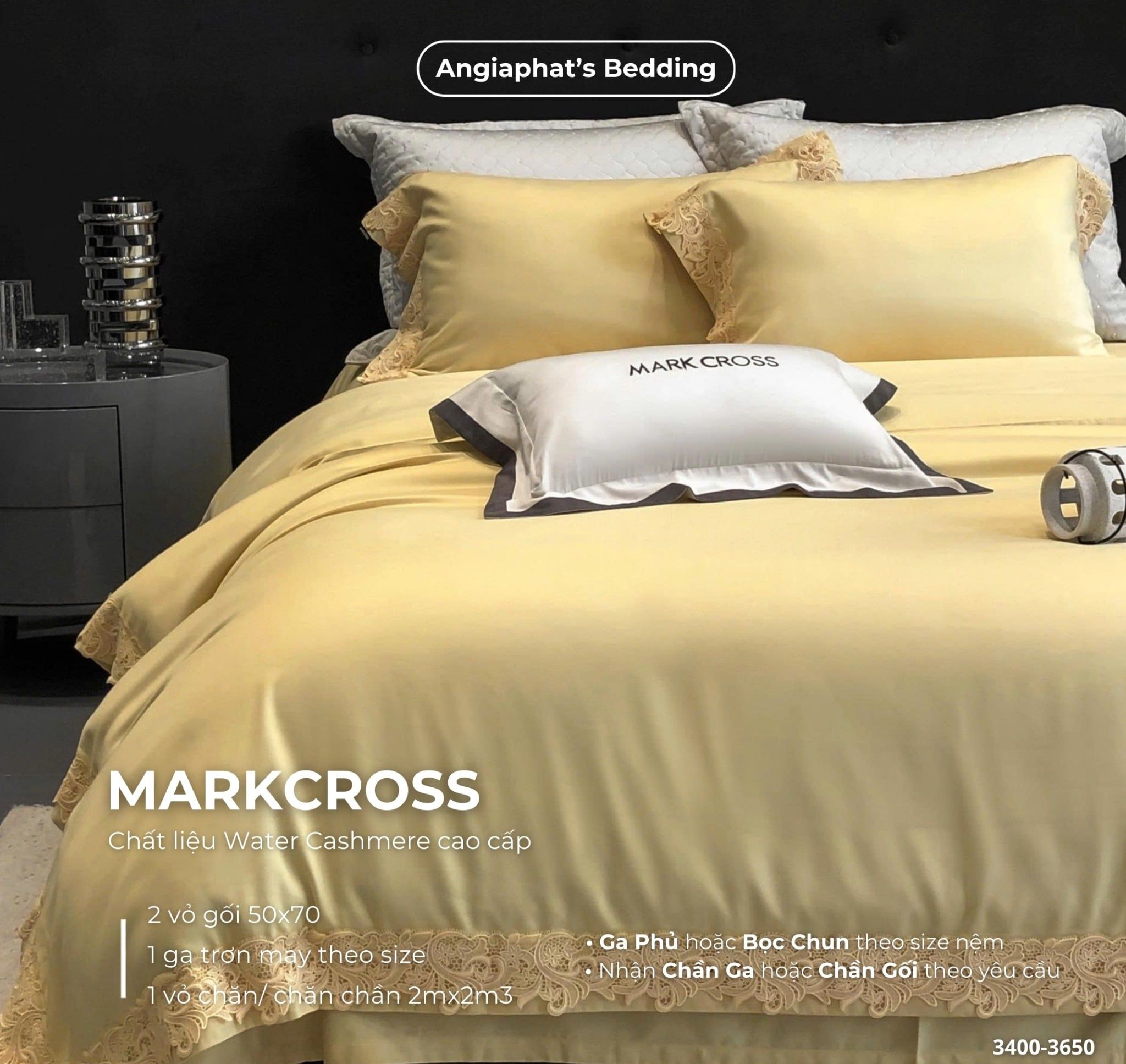  Set Chăn Ga Markcross - Lụa WATER CASHMERE 2 