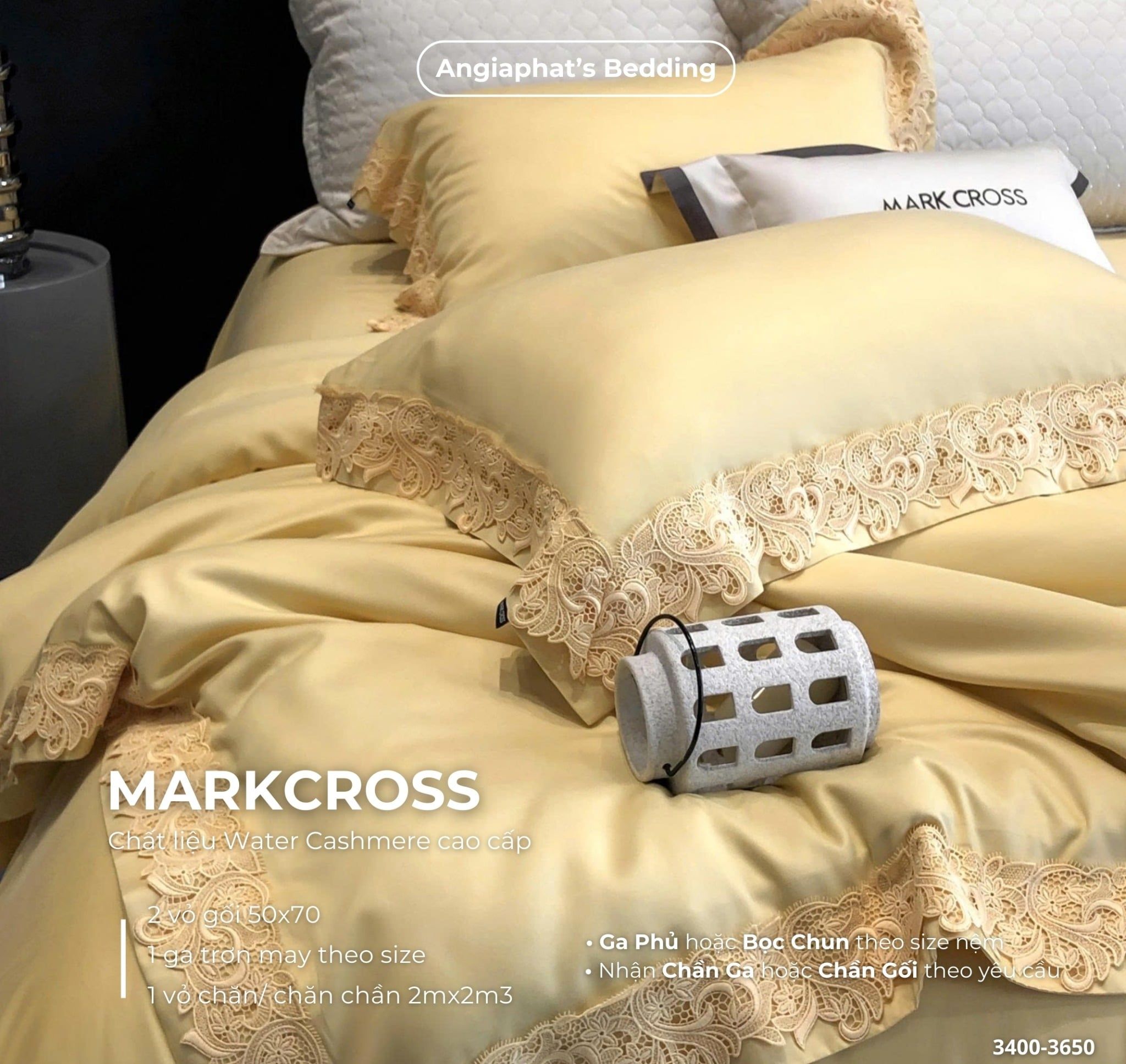  Set Chăn Ga Markcross - Lụa WATER CASHMERE 2 
