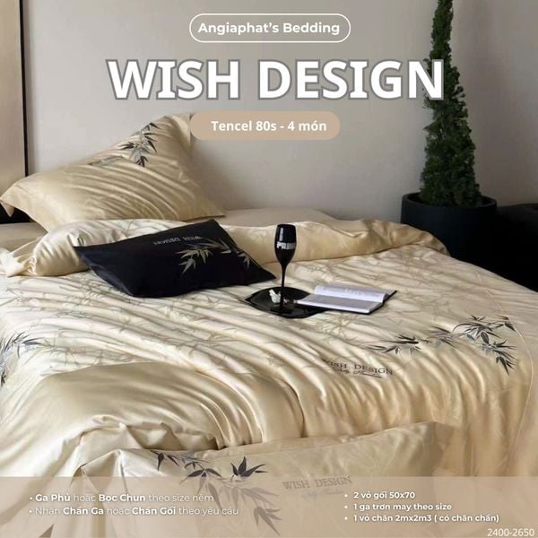  Set Chăn Ga Tencel 80S - Wish Design - Màu 3 