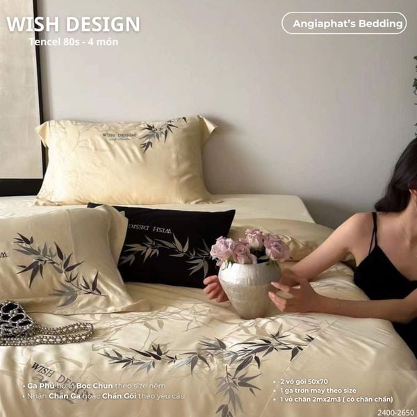  Set Chăn Ga Tencel 80S - Wish Design - Màu 3 