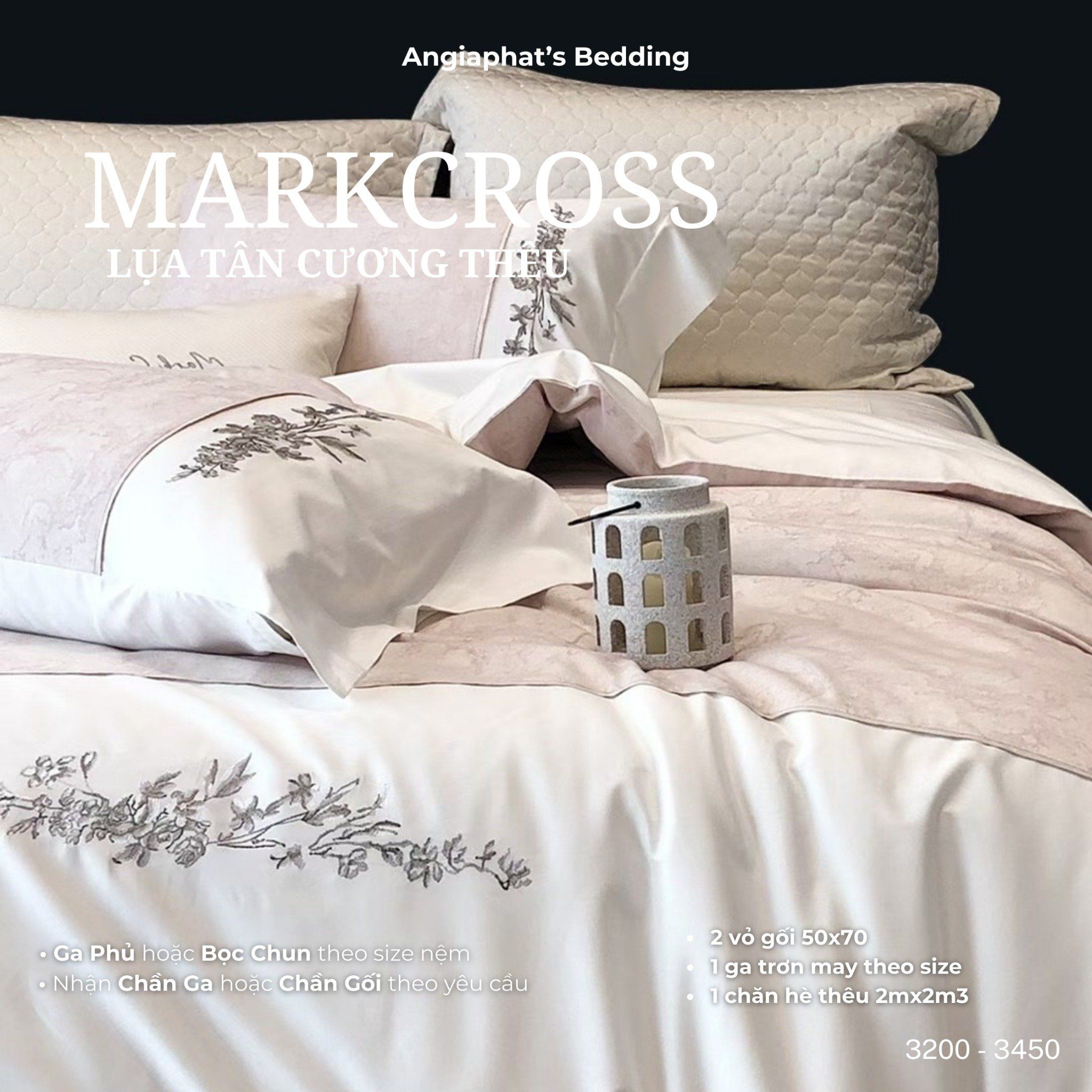  Set Chăn Ga Markcross - Lụa Pima Tân Cương 3 